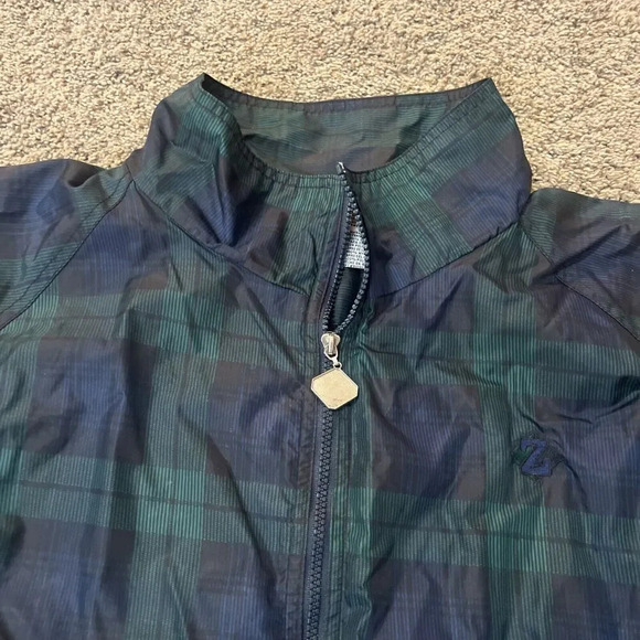 Vintage Jerzees Windbreaker Jacket 80s Black Watch Raglan‎ Check Blue Zip Bomber - Picture 3 of 9